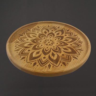 AMADEA Podnos kulatý gravír mandala délka 30cm