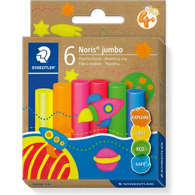 STAEDTLER Пластилин Staedtler Noris Jumbo, 6 цв. , неон. цв (31903-А-NEON)