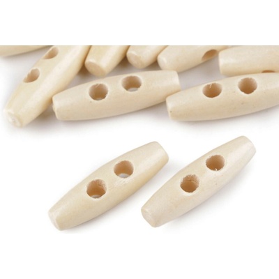 Dřevěný knoflík oliva 12x40 mm Varianta: 7 přírodní sv. lakovaná, Balení: 10 ks