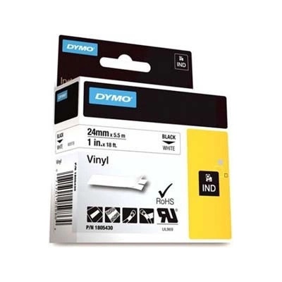 Dymo Rhino 1805430, 24mm x 5,5m, čierna tlač/biely podklad, originálna páska