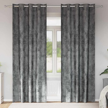 vidaXL Кадифени завеси С завеси 2 pcs Сив 225 x 140 см Кадифе (4107655)
