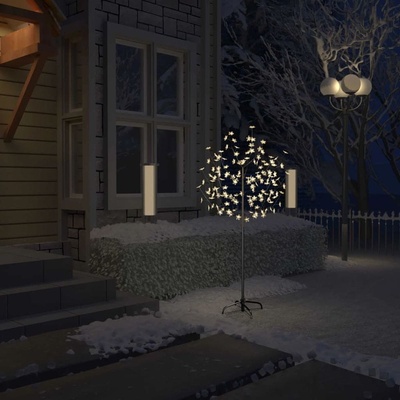 Vidaxl Vianočný stromček 120 LED teplé biele svetlo kvety čerešne 150 cm