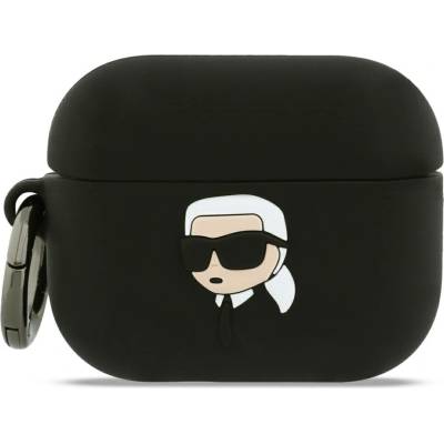 Karl Lagerfeld Силиконов калъф за Apple AirPods Pro 3 - Karl Lagerfeld Silicone Karl Head 3D - Черен