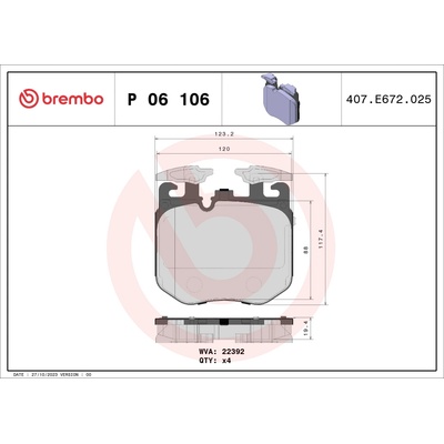 Sada brzdových platničiek, vždy 4 kusy v sade BREMBO P 06 106 (P06106)