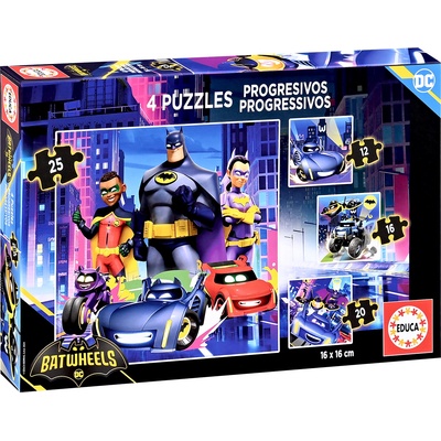 Educa Детски пъзел Educa 4 в 1 - Batwheels (EDU20105)