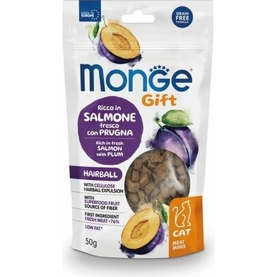 Monge Gift Meat Minis Hairball losos a slivka 50 g