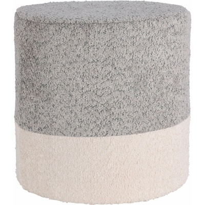 Home Styling Collection, Kulatý čalouněný puf ve dvou barvách boucle, 34 × 35 cm, šedý