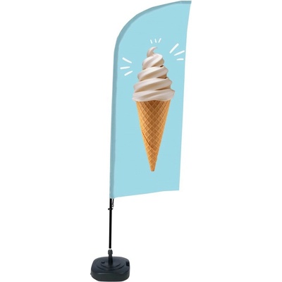 Jansen Display Kompletní sada reklamní vlajky ve tvaru křídla, Zmrzlina, 1105 x 3300 mm