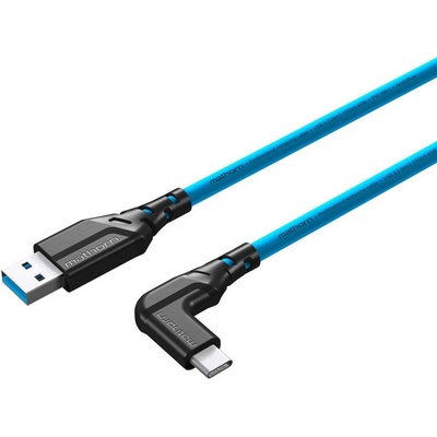 Mathorn MTC-501 USB-A na USB-C, (zahnutý konektor), 5m, modrý