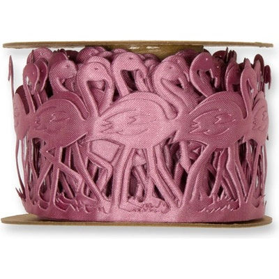 Perforovaná saténová stuha Flamingo tmavě růžová 45mm x 4m