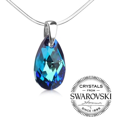 SILVEGO Stříbrný přívěsek Kapka Bermuda Blue se Swarovski Elements LSW172P
