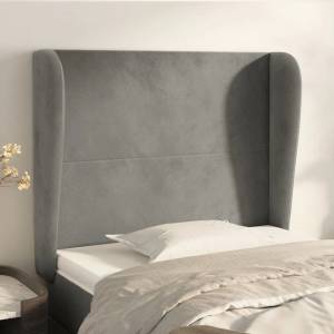 vidaXL Горна табла за легло с уши светлосива 83x23x118/128 см кадифе (3117706)