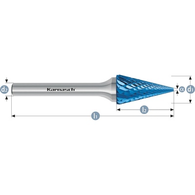 Karnasch 115094055 | M (SKM) - Kužeľová špicatá fréza HP-6 16,0x26x6-74/33° mm, povlakované