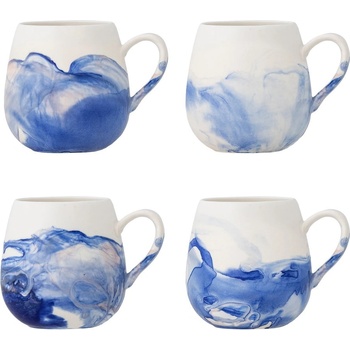 Bloomingville Бели/сини глинени чаши в комплект от 4 бр. 250 ml Lyre - Bloomingville (82072550)