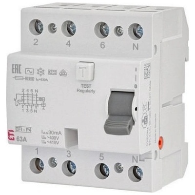Eti EFI-P4 AC 63/0,03 4P 63A 30mA 10kA typ AC
