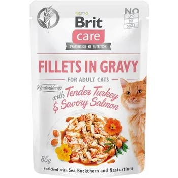Brit Cat Pouch Tender Turkey & Savory Salmon in Gravy пауч за котки с пуешко и сьомга в сос 85gr