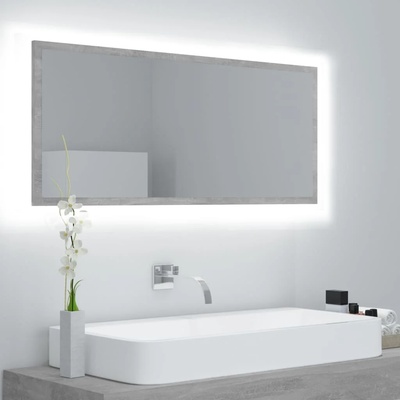 vidaXL LED огледало за баня, бетонно сиво, 100x8, 5x37 см, акрил (804944)
