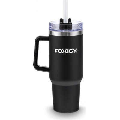 FOXIGY Термочаша за кола със сламка 1200 ml черна