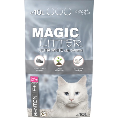 Magic Litter podstielka Bentonite Ultra White Carbon 10 l
