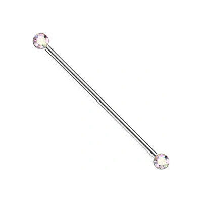 Šperky4U Industrial Push In piercing titan duhové zirkony TIT1394-AB