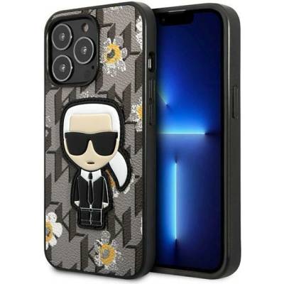 KARL LAGERFELD Кейс Karl Lagerfeld KLHCP13LPMNFIK1 за iPhone 13 Pro / 13 6.1"", сив / сив, Flower Ikonik Karl
