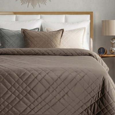 Eurofirany ový glamour prehoz - paplón RIA 6 hnedý hnedá Zamat 170x210 cm