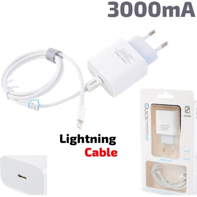 YourZ Зарядно за телефон 3000mA + кабел Lightning за iPhone iPad, 110-220V YOURZ YZ-V60 PD