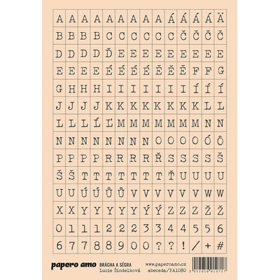PAPERO AMO ♥ Papírové samolepky - ABECEDA malá / BROSKVOVÁ
