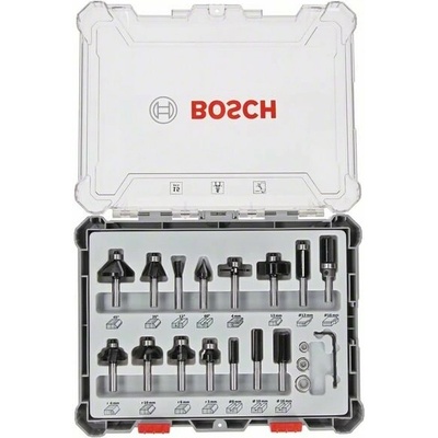 BOSCH Smíšená sada tvarových fréz s vřetenem Ø 6 mm, 15 ks 2607017471