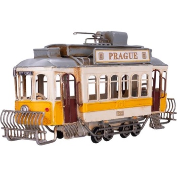 Mikro Жълт трамвай 27, 5 см с надпис Prague метал