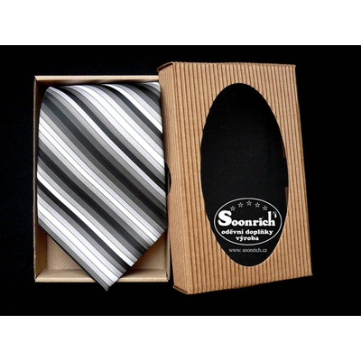 Soonrich kravata pruhovaná černošedá kor072 – Hledejceny.cz