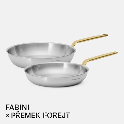 Sada pánví FABINI & Forejt ø 26 cm + ø 30 cm 2 díly - Nerezové beznýtové pánve z vícevrstvé nerezové oceli