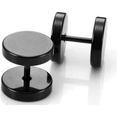 Blingstar A1133 náušnice BLACK BARBELL fake plug nerez ocel černé