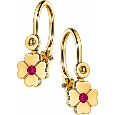 Zlaton Náušnice žluté zlato čtyřlístek s kamenem visací 1.4cm 1.15g 001151607247