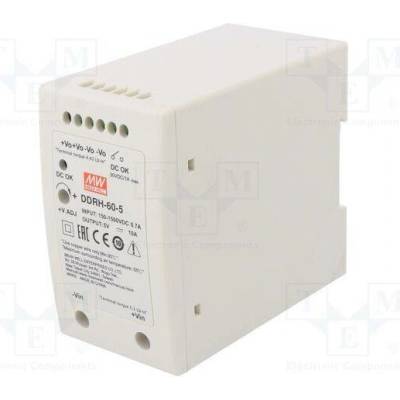 MEAN WELL DDRH-60-5 Měnič: DC/DC; 50W; Uvst: 150÷1500VDC; Uvýst: 5VDC; Ivýst: 10A; 4kV