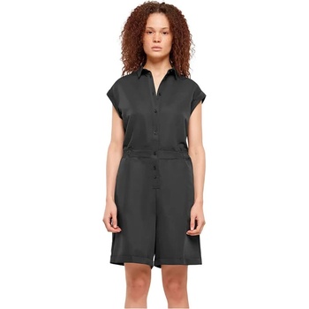 Urban classics Viscose Twill short sleeve romper - Black (Black)