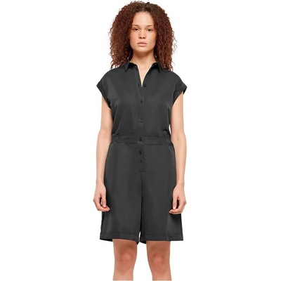 Urban classics Viscose Twill short sleeve romper - Black (Black)