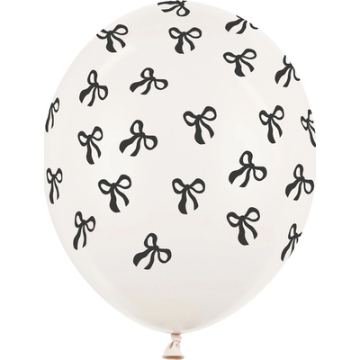 PartyDeco Latexový balón Čierne mašličky 30 cm