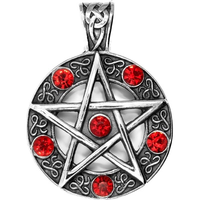 Bruno Přívěsek PENTAGRAM s kamínky ČERVENÝ S2766
