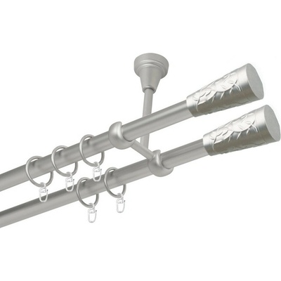 OK-GarnýžeCZ Garnýž kovová dvouřadá 16mm Sevilla double satina 330 cm do stropu / kroužky s háčkem