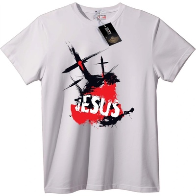 NOONEBRAND Тениска Исус с червен разплискван ефект - XS, Black