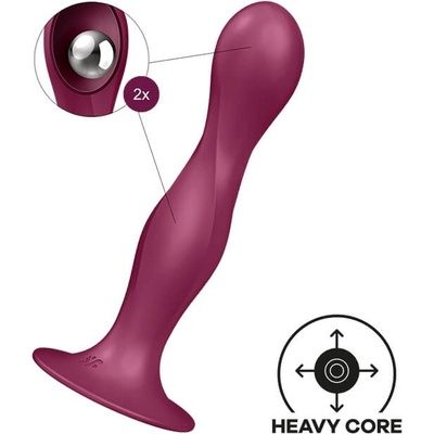 Satisfyer Double Ball-R zaťažené dildo s lepivými nožičkami červené