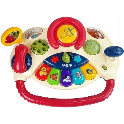 LEAN TOYS Interaktívny volant pre deti klavír zvieratká