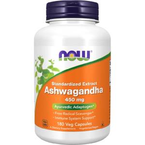 NOW NOW Ashwagandha Extract 450mg, 180 Veg Capsules - fitnesdobavki - 42,83 лв