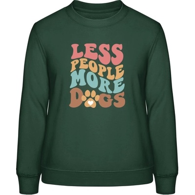 AWDis Sweat mikina Nápis Méně lidí více psů Lahvově zelená
