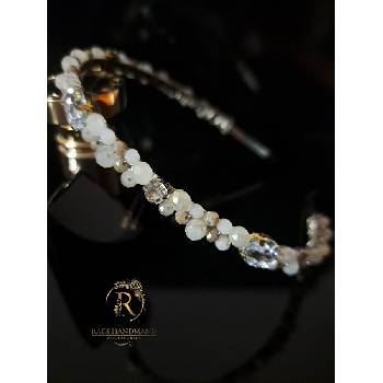 Radi handmade Диадема със кремаво бели кристали и камъни (916)