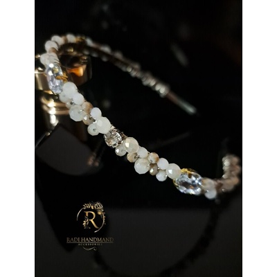 Radi handmade Диадема със кремаво бели кристали и камъни (916)