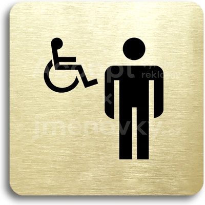 ACCEPT Piktogram WC muži, invalidé - zlatá tabulka - černý tisk bez rámečku
