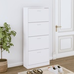 vidaXL Шкаф за обувки, бял, 63x24x147 см, инженерно дърво (342542)