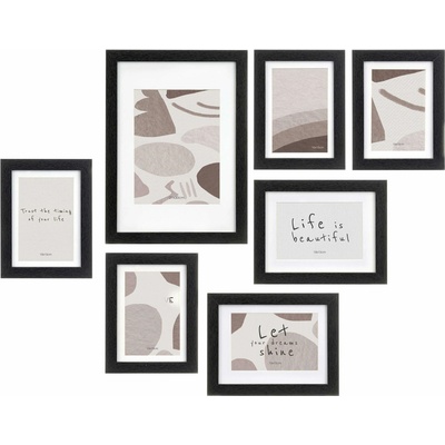 Giftdecor Nástěnné fotorámečky Mural, 7 rámečků různých velikostí, černé – Zbozi.Blesk.cz